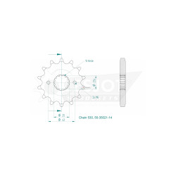 Esjot 530 14t front sprocket (JT 570/519/513)