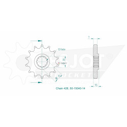 Esjot 428 14t front sprocket (JT 1907)