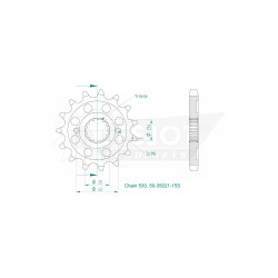 Esjot 530 15t front sprocket (JT 570/519/513)