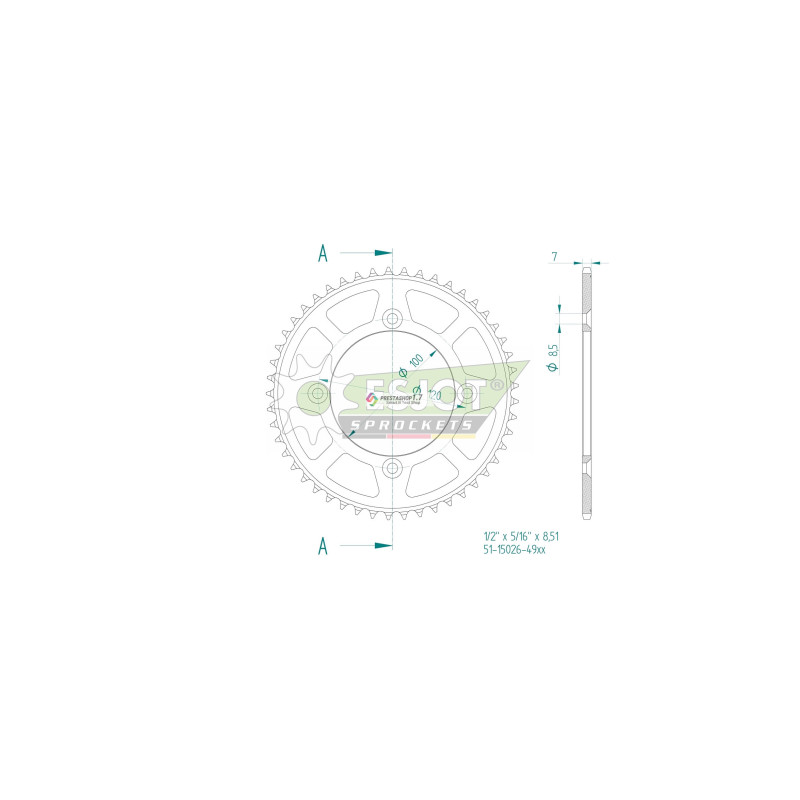 Esjot 428 49t Aluminium rear Sprocket (JT 798)