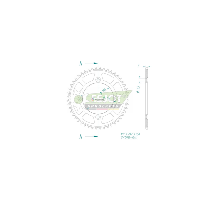 Esjot 428 48t Aluminium rear Sprocket (JT 798)